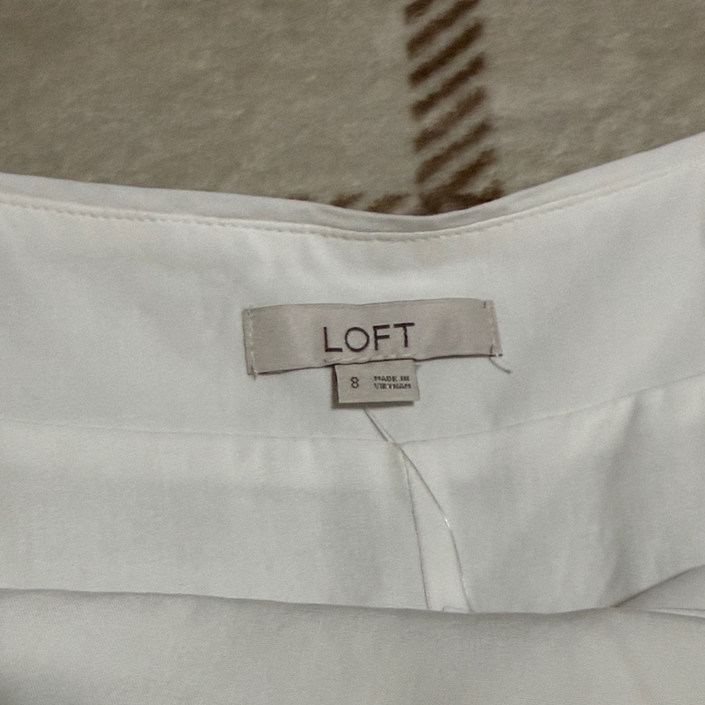 LOFT White Textured A-Line Skirt - Picture 3 of 5